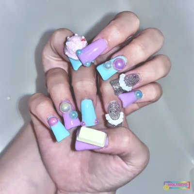 WOLTOKYO Ikebukuro | Nail | Y2K pinku&buru by kotomi WOLTOKYO Ikebukuro | Nail | Y2K pinku&buru by kotomi